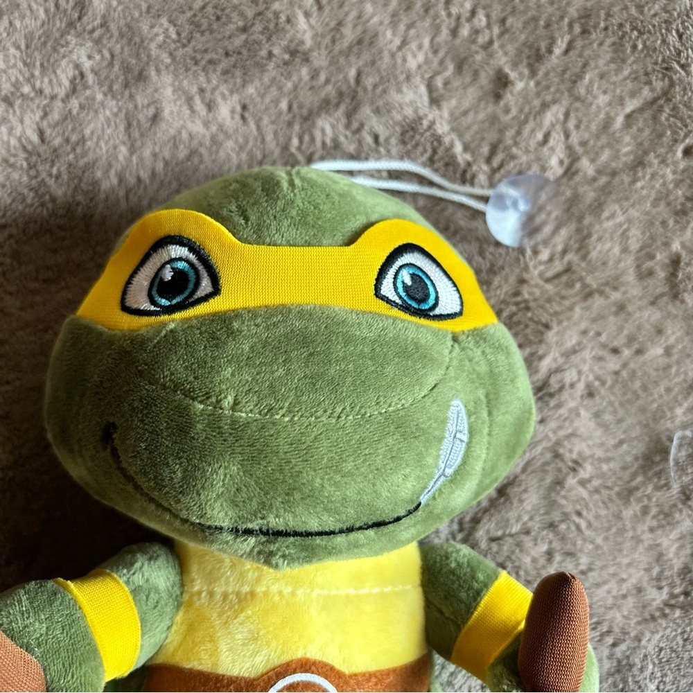 TMNT Michelangelo Plush Stuffed Toy Orange Mask Nunchucks Suction Cup Hanger - Picture 5 of 6